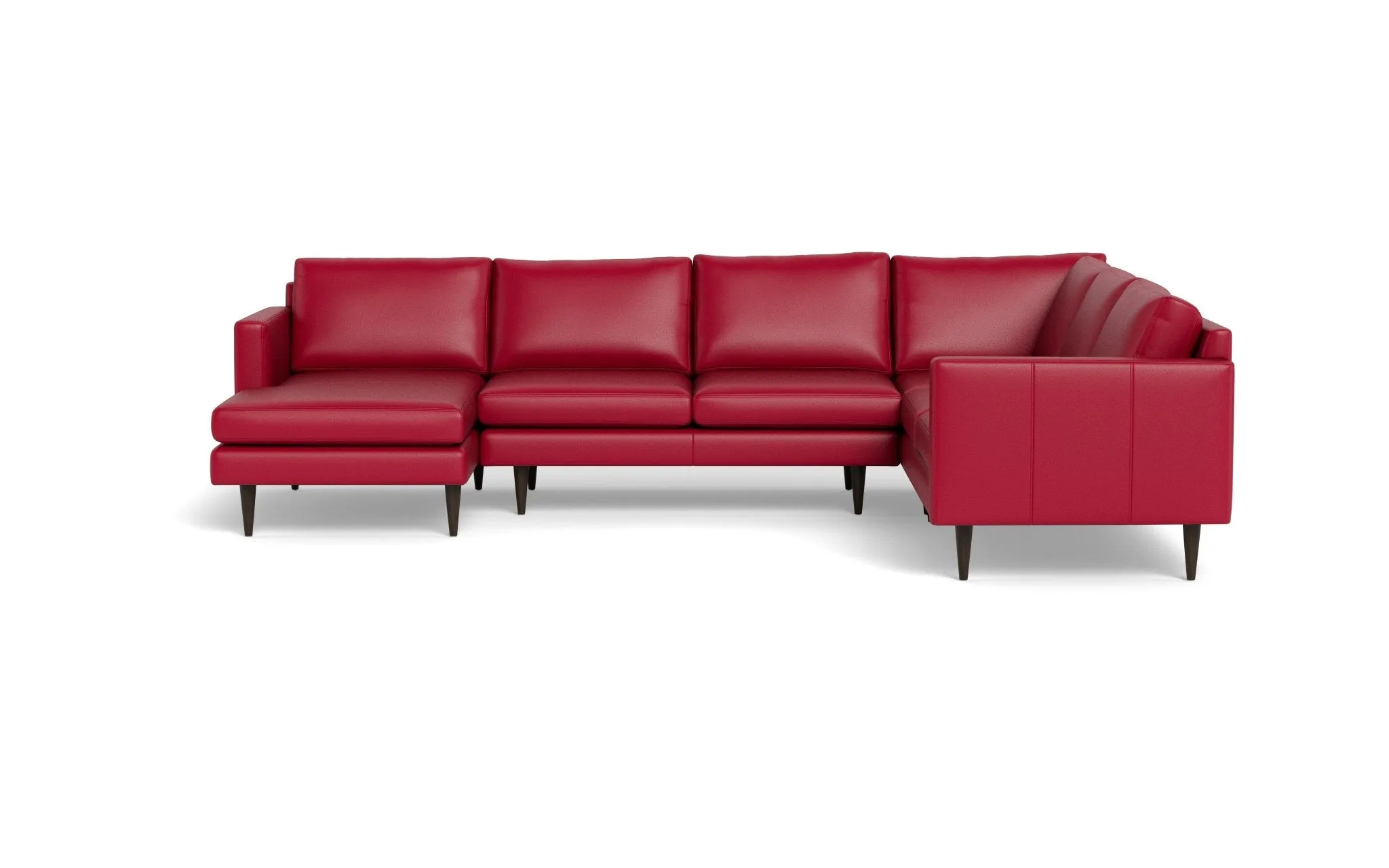 Wallace 131" Leather Untufted Corner Sectionals w. Left Chaise