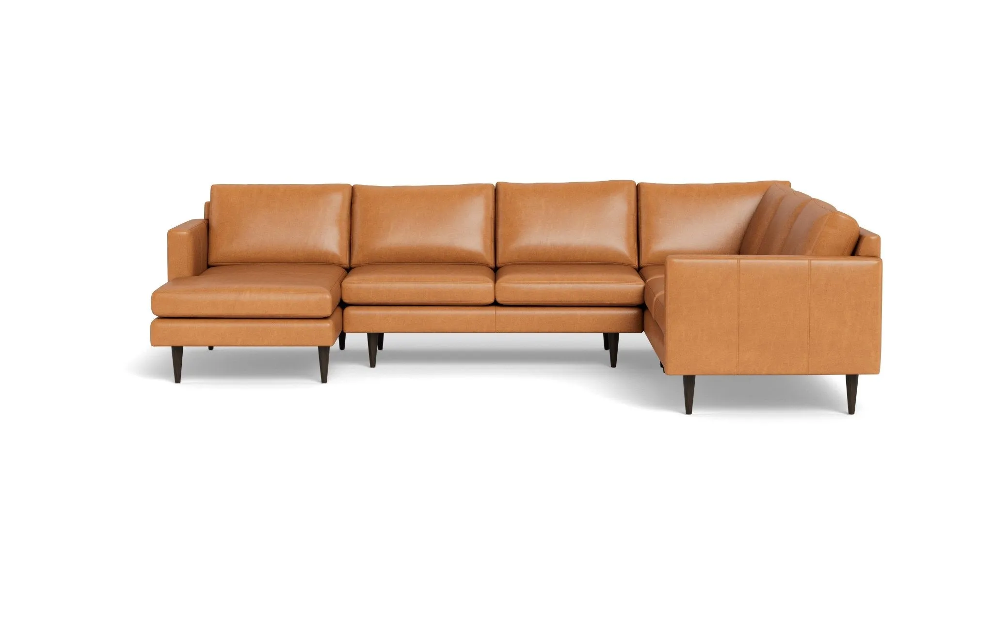 Wallace 131" Leather Untufted Corner Sectionals w. Left Chaise