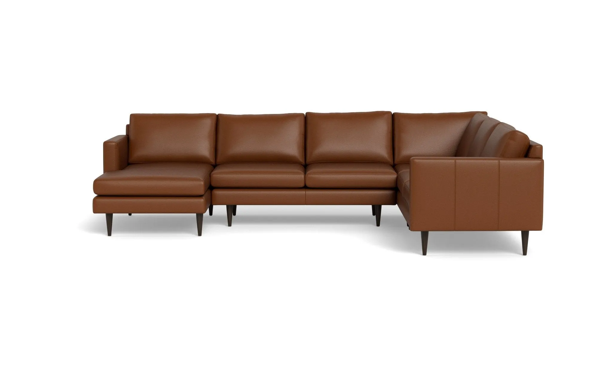Wallace 131" Leather Untufted Corner Sectionals w. Left Chaise