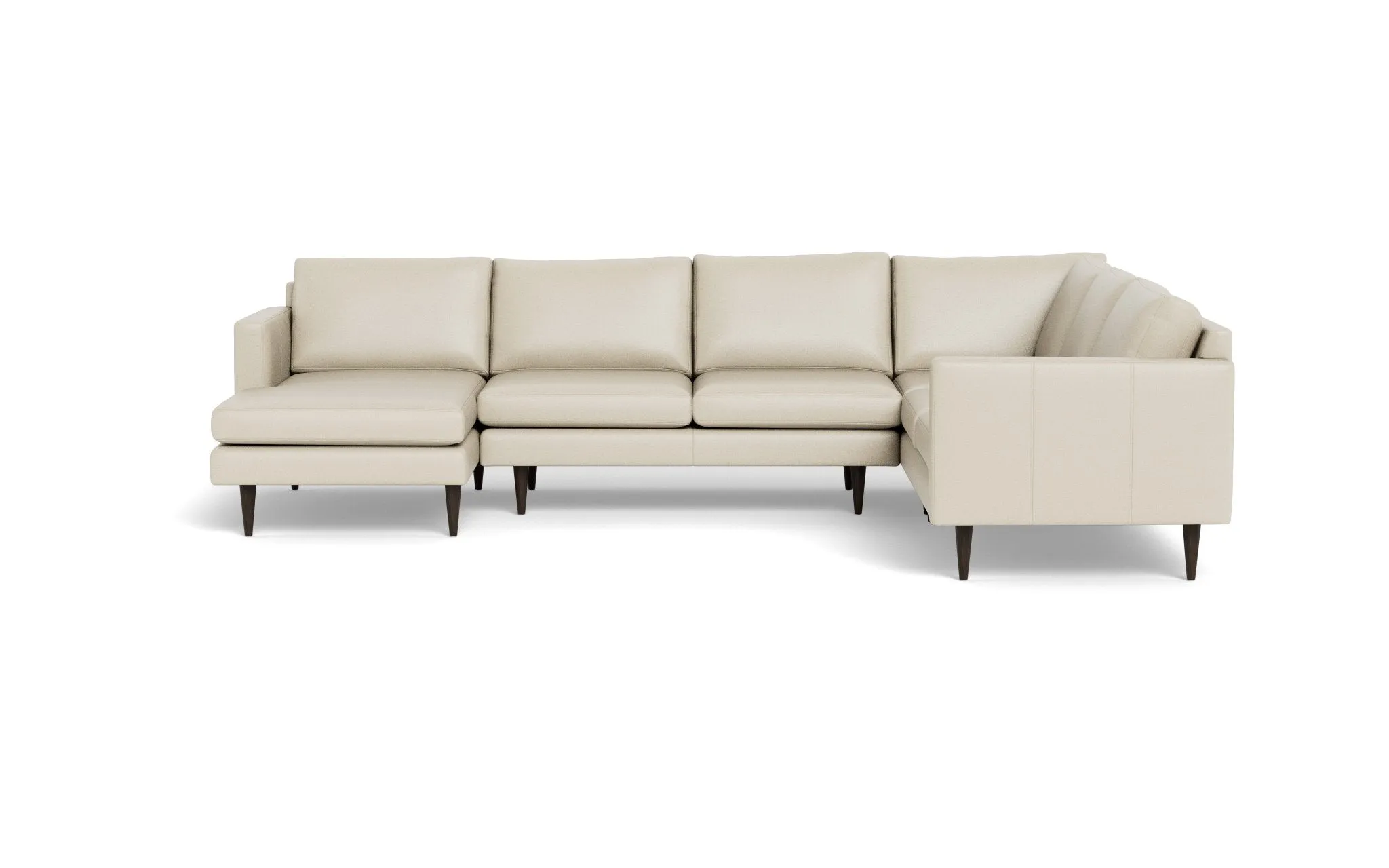 Wallace 131" Leather Untufted Corner Sectionals w. Left Chaise