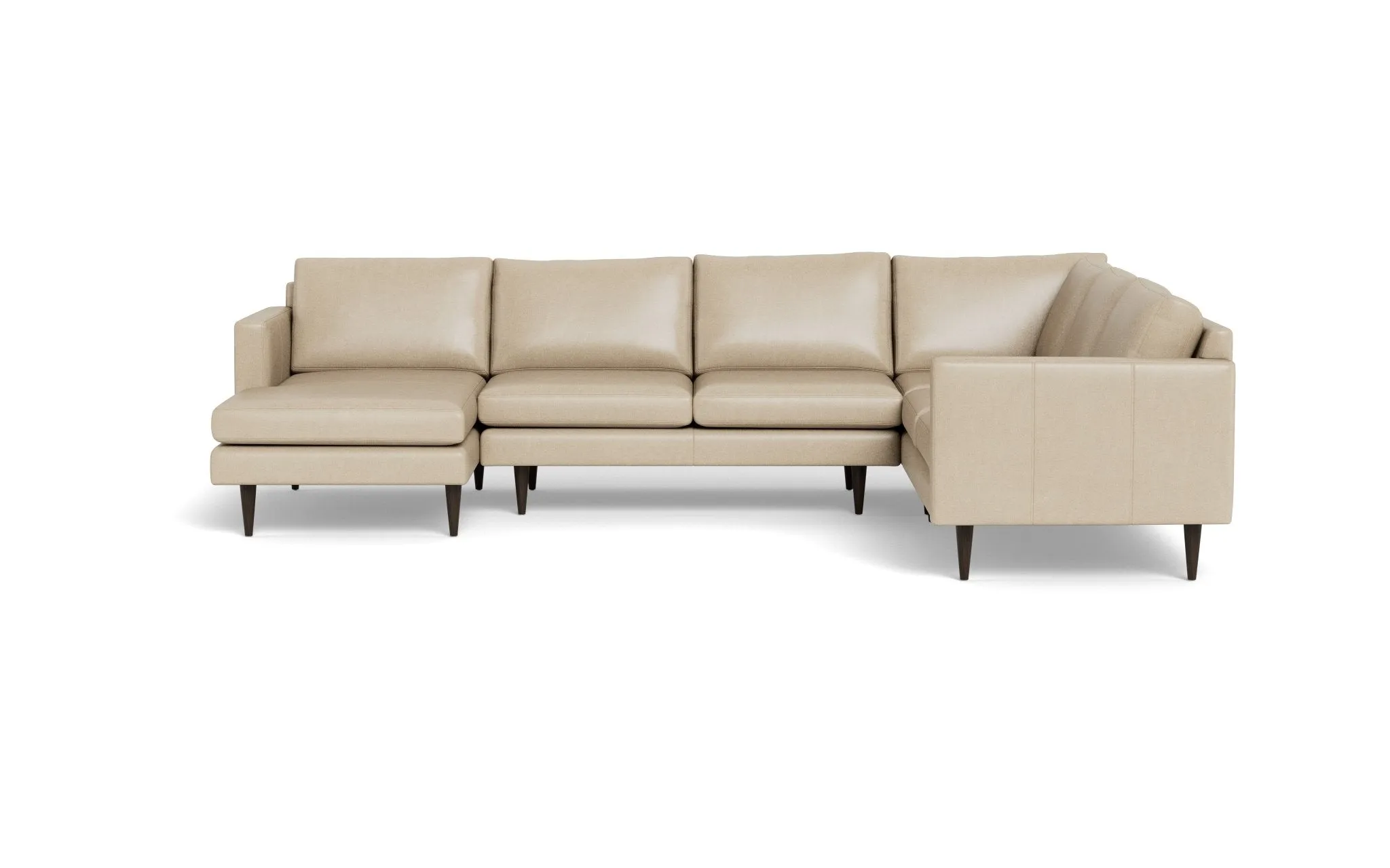 Wallace 131" Leather Untufted Corner Sectionals w. Left Chaise