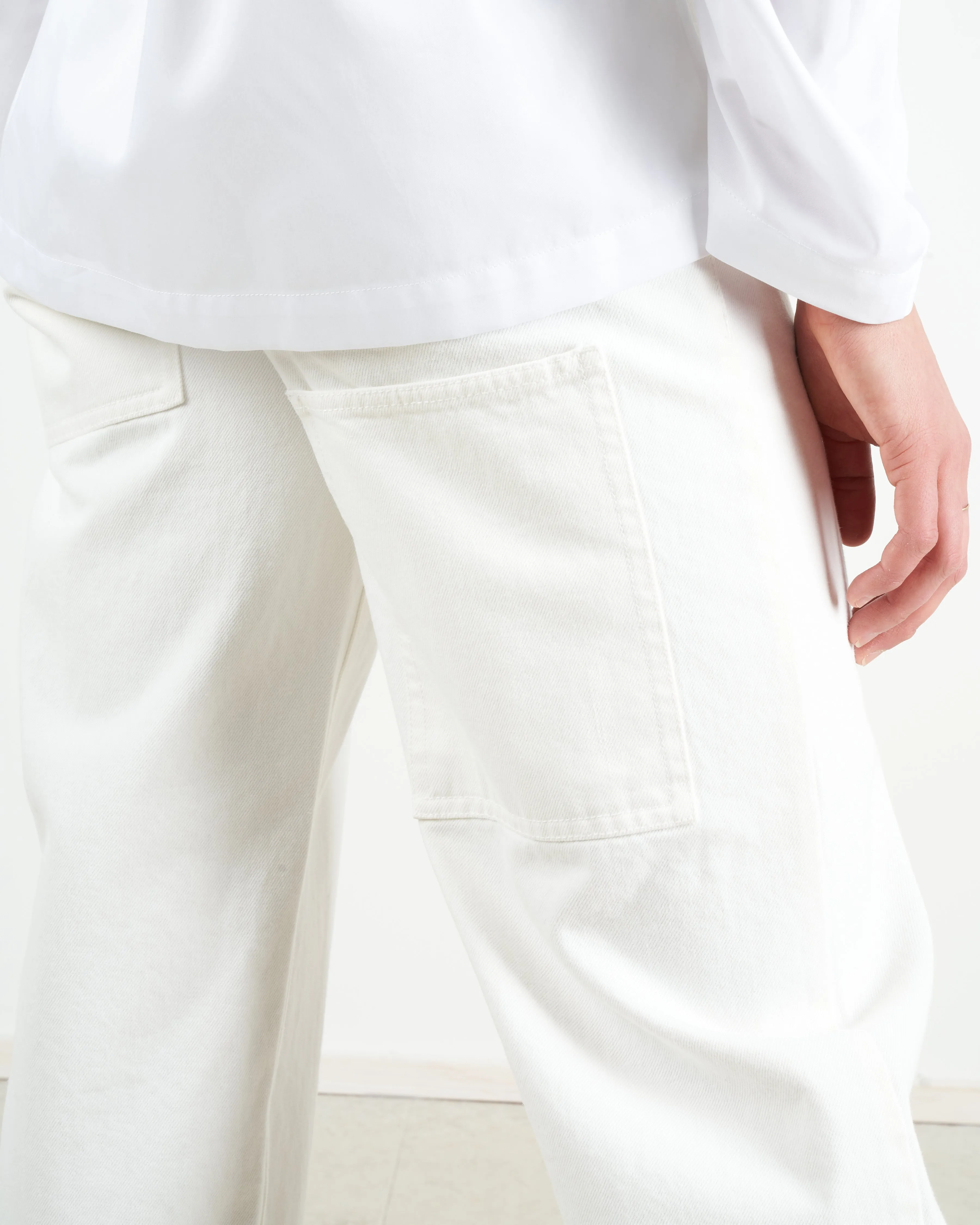 white denim sculpted pant - white