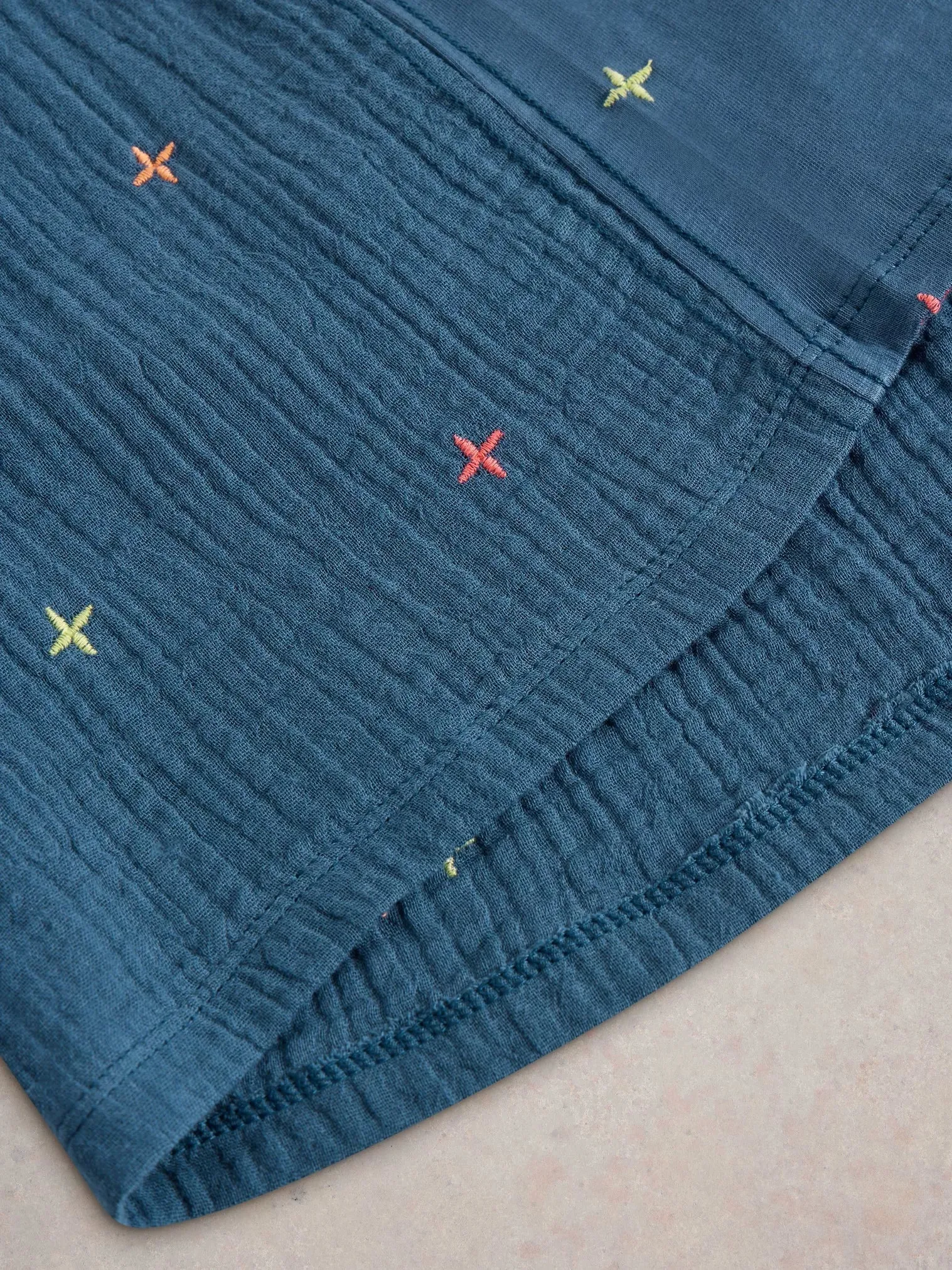 White Stuff Luella Embroidered Top Navy Multi