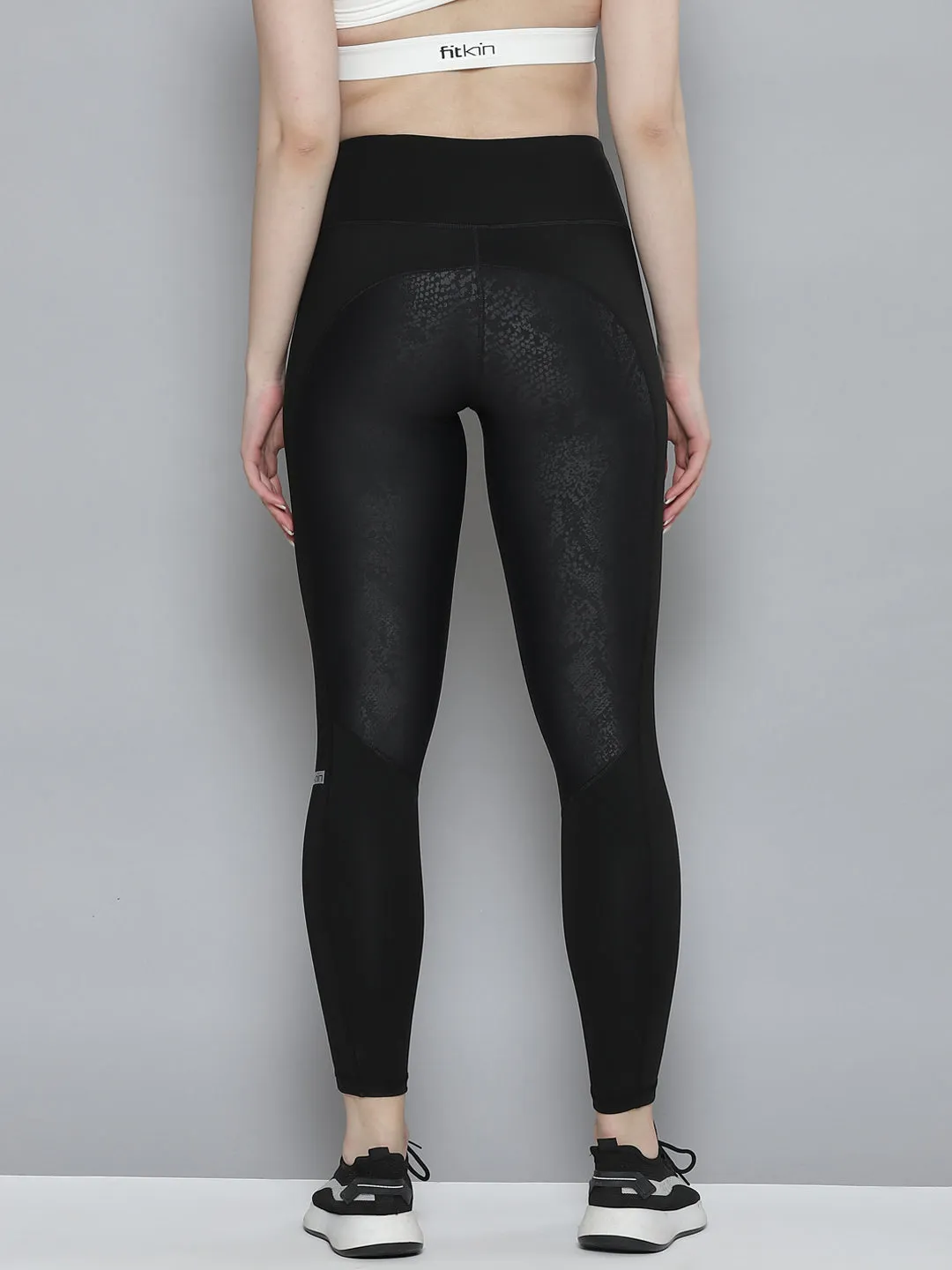 Women's Black Snake Print Active Quick Dry Tights