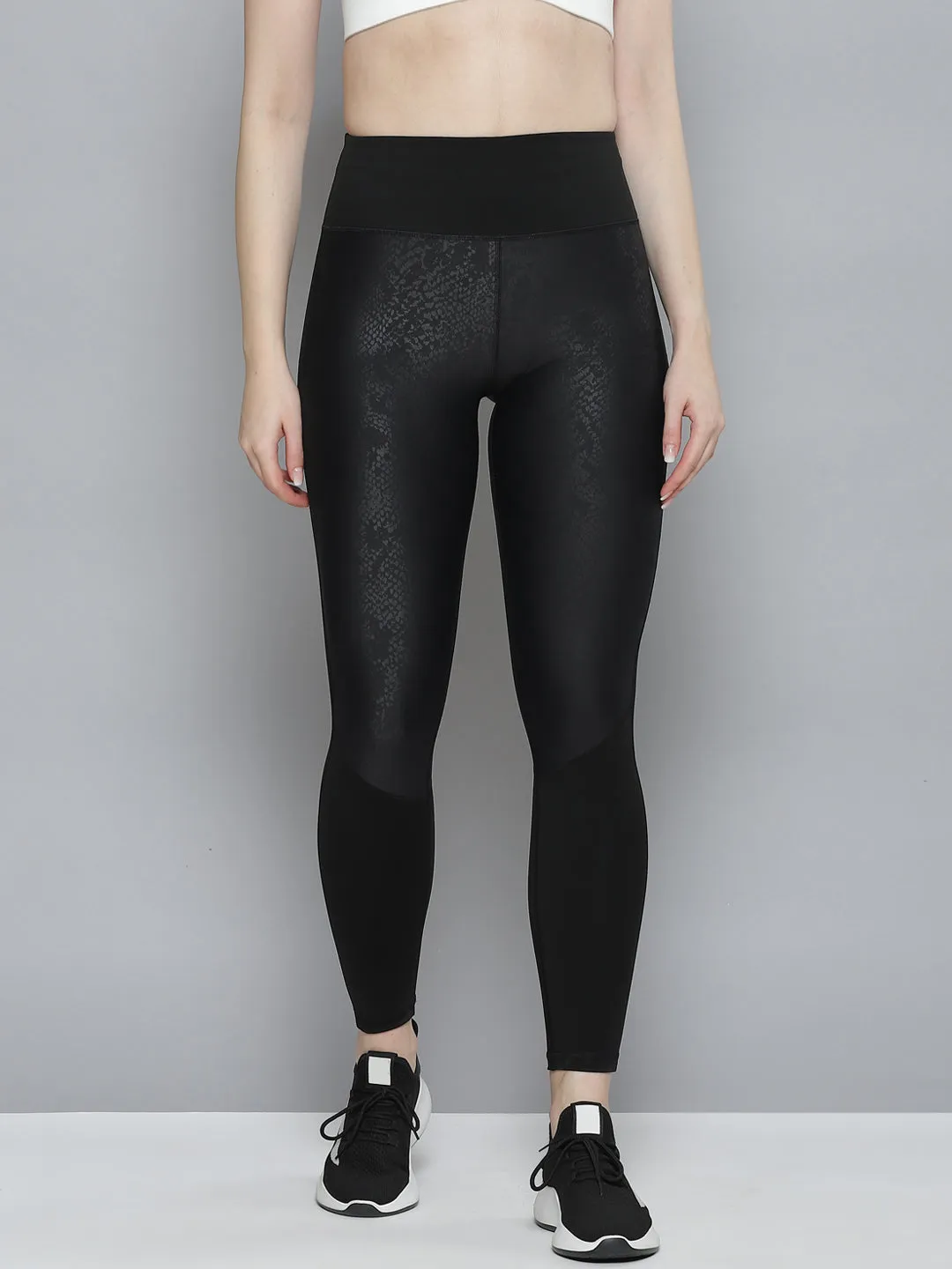 Women's Black Snake Print Active Quick Dry Tights