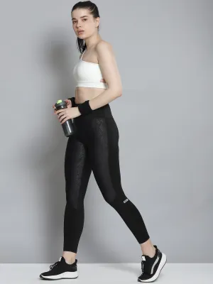 Women's Black Snake Print Active Quick Dry Tights