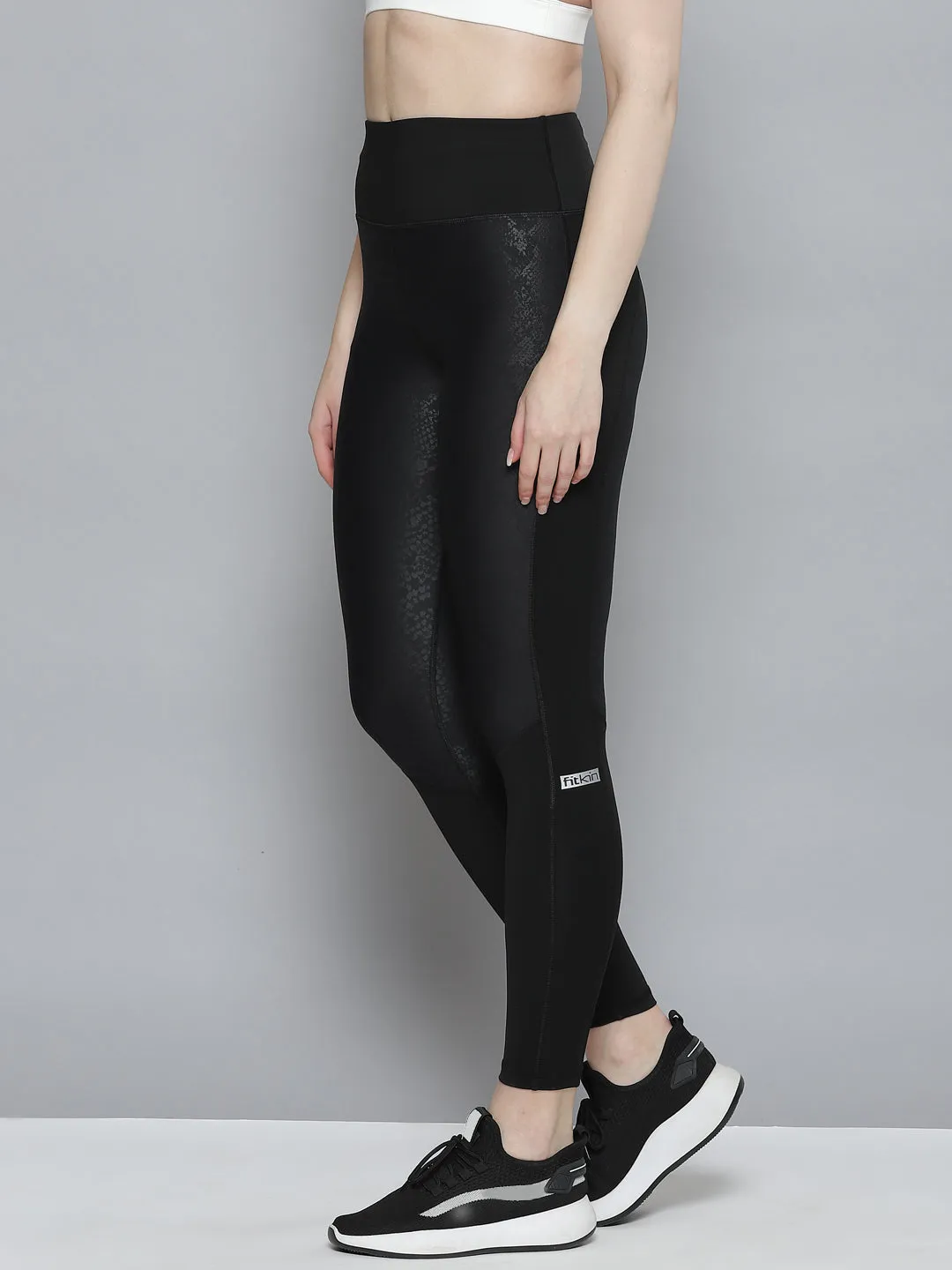 Women's Black Snake Print Active Quick Dry Tights