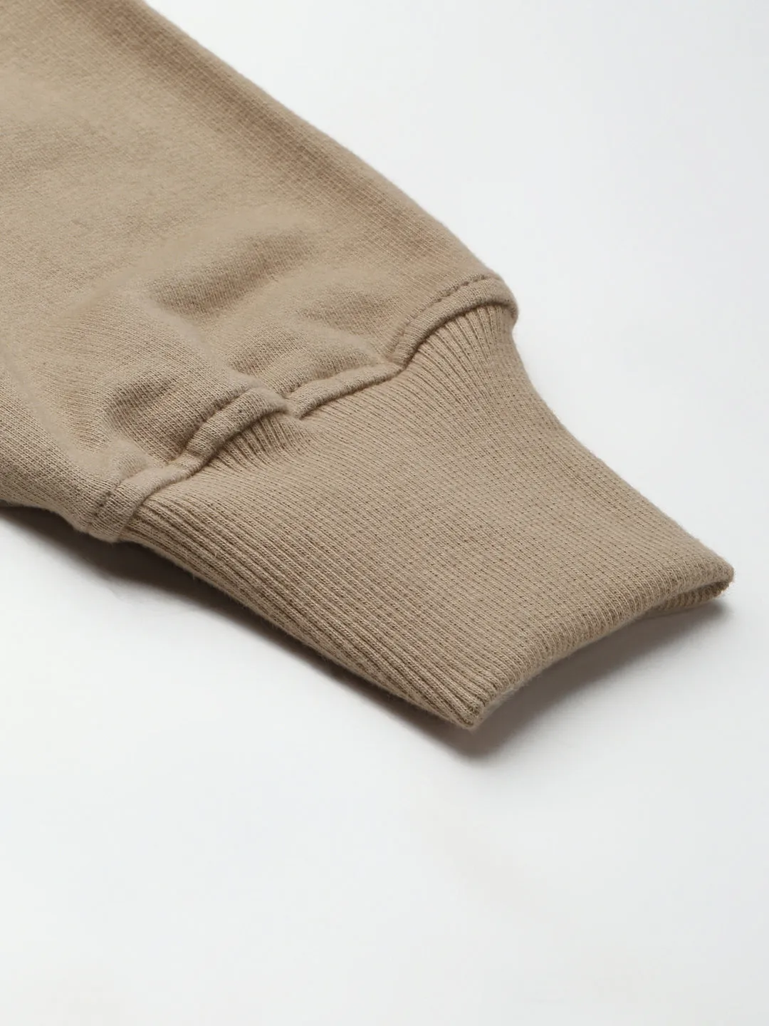 Women's Taupe & Black Printed Pure Cotton Quick Dry Sweatshirt