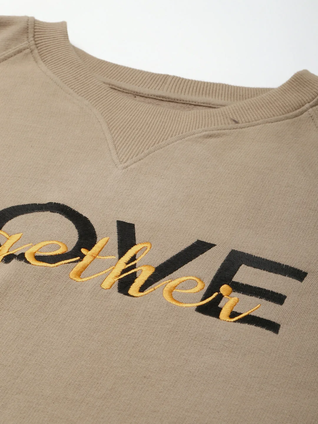 Women's Taupe & Black Printed Pure Cotton Quick Dry Sweatshirt