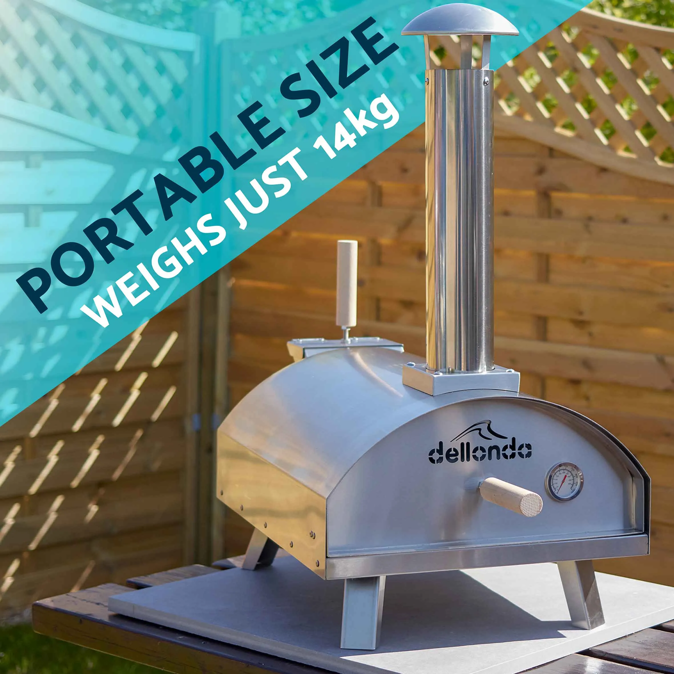 Wood-Fired 14" Pizza Oven and Smoking Oven with Pizza Peel & Cover - Portable, Stainless Steel - DG219