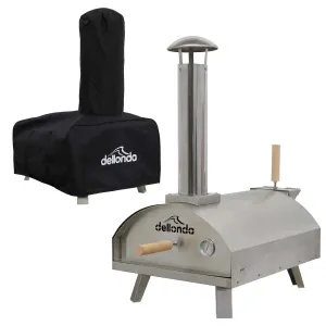 Wood-Fired 14" Pizza Oven and Smoking Oven with Pizza Peel & Cover - Portable, Stainless Steel - DG219
