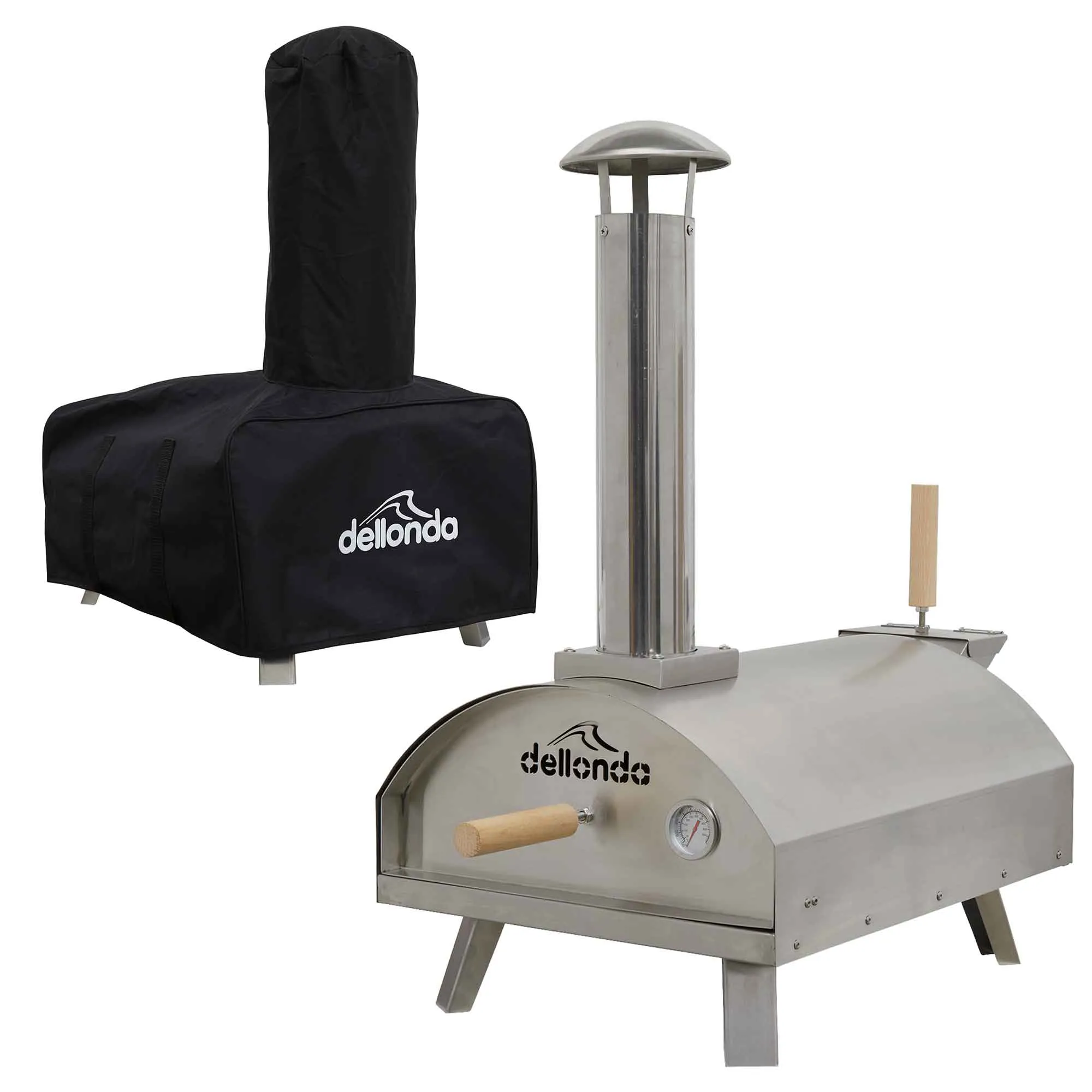 Wood-Fired 14" Pizza Oven and Smoking Oven with Pizza Peel & Cover - Portable, Stainless Steel - DG219