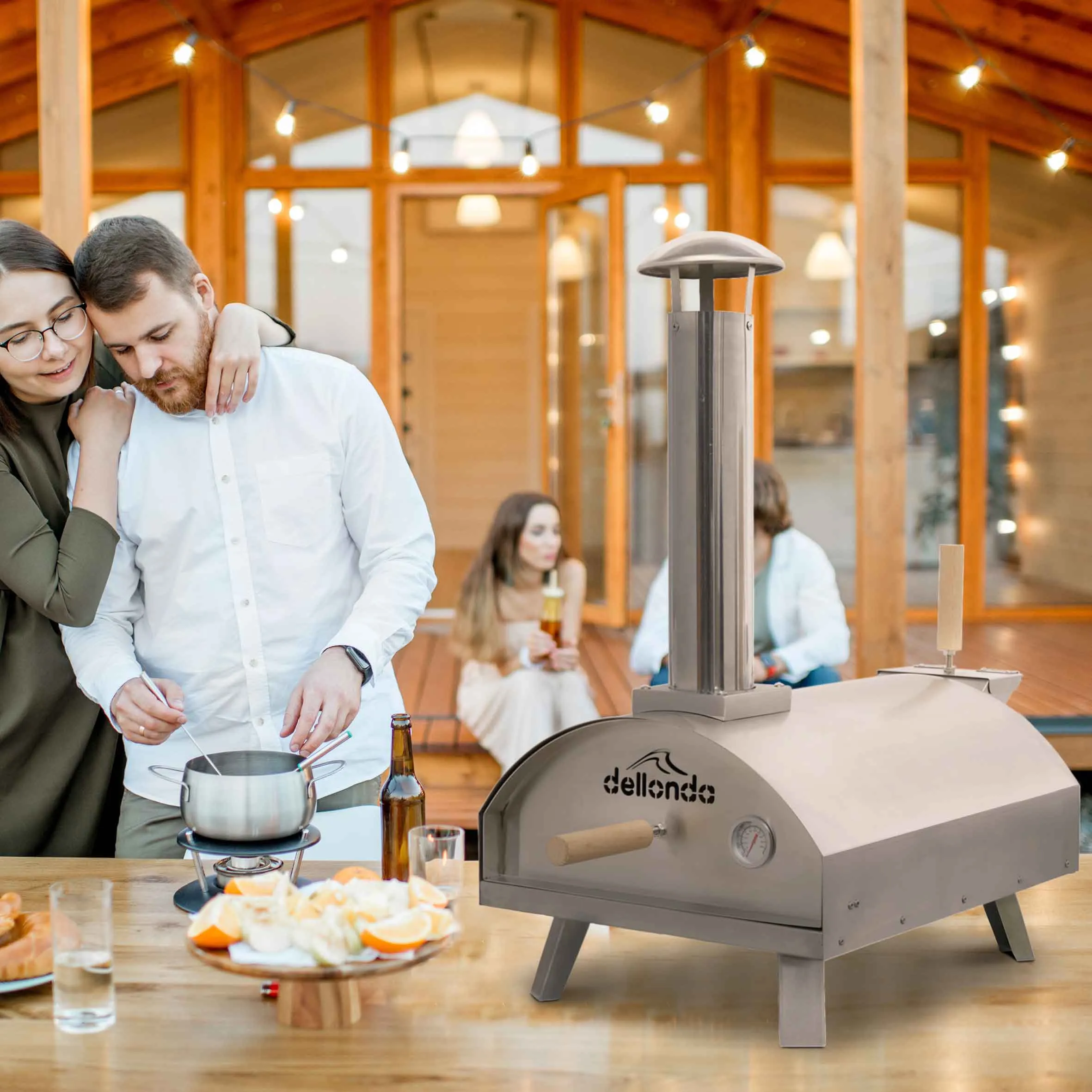 Wood-Fired 14" Pizza Oven and Smoking Oven with Pizza Peel & Cover - Portable, Stainless Steel - DG219