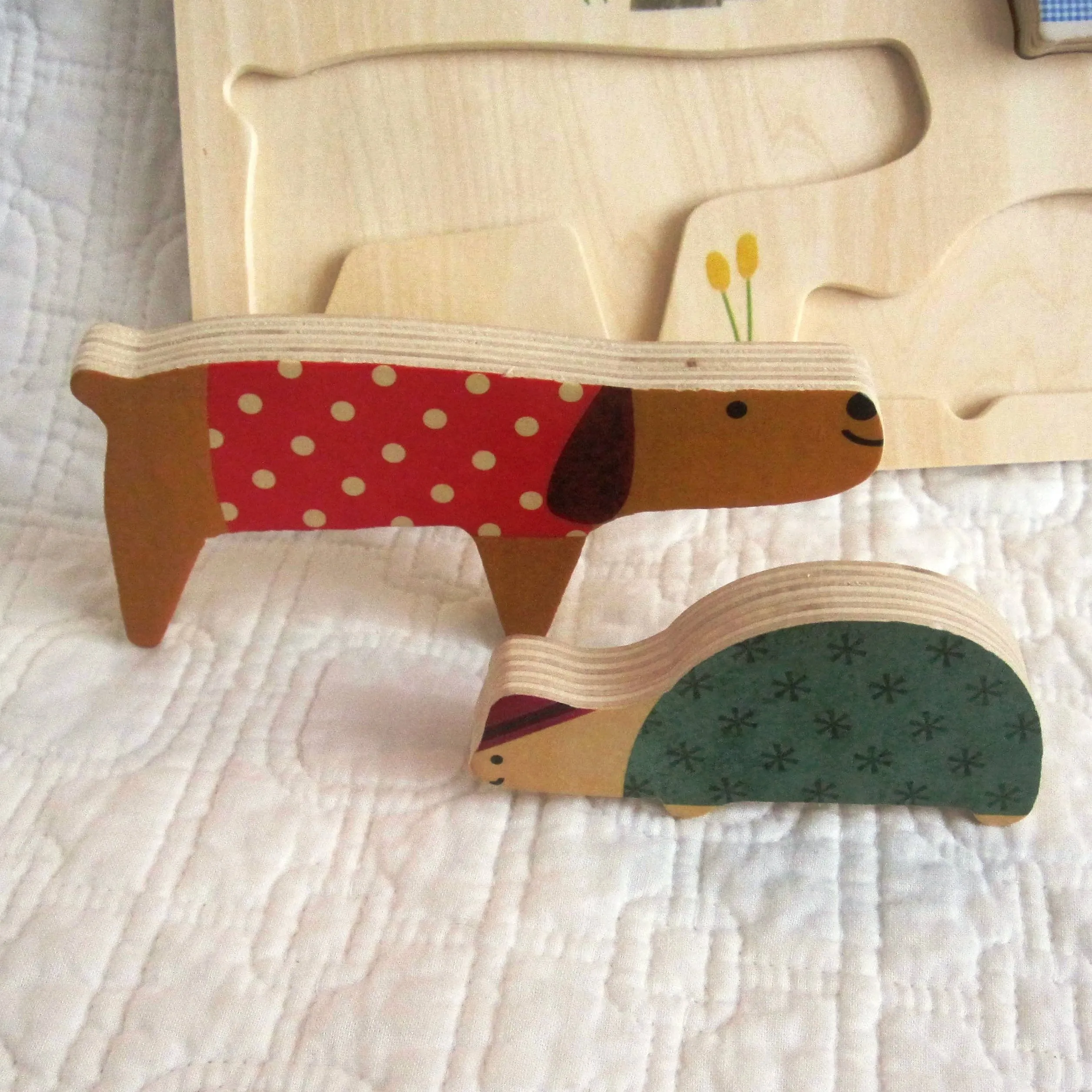 Wooden Puzzle — "Woody Pets" by Djeco, French Style, Ages 12 mo. 